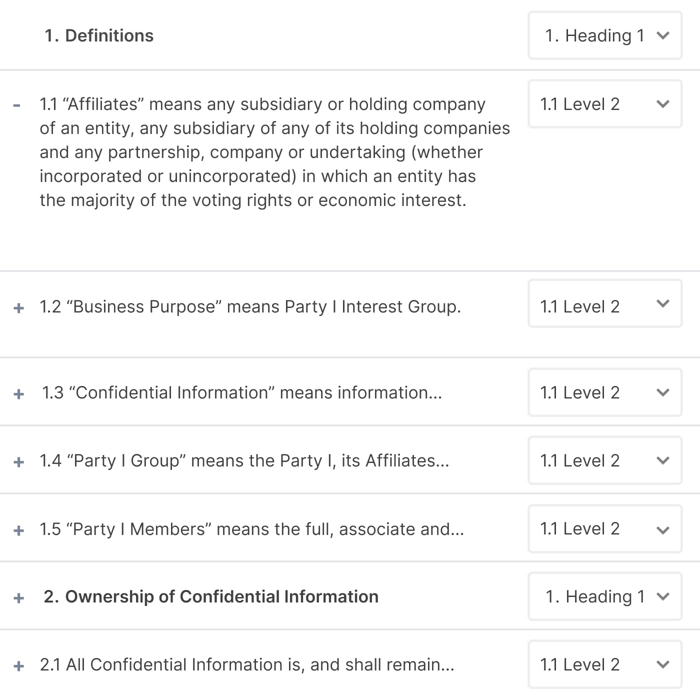 Screenshot of the Format feature in the Sonar Legal Add-In