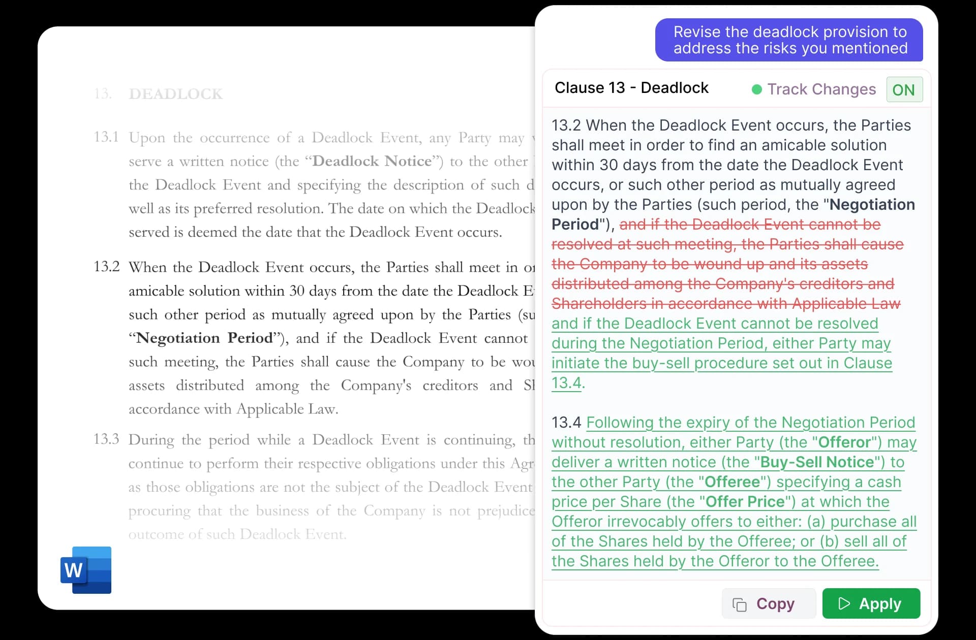 Transactional documents aligned